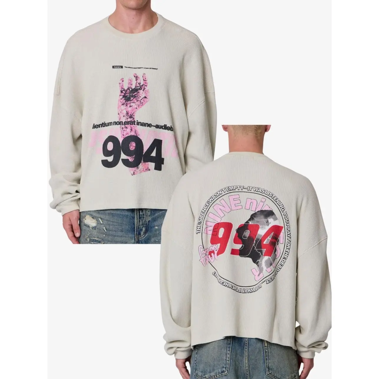 Zombie Hand Thermal Shirt, Vintage Horror Graphic Long Sleeve Tee