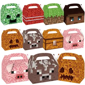 24 Pcs Pixel Party Favors Gift Boxes,Pixel Game Party Favors Xmas Boxes Holiday Gift Wrap Boxes,Holiday Supplies 6.3 * 3.7 * 3.7 Inch