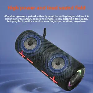 S11plus 40W Fabric Bluetooth Speaker - 2.0 Channel Dual Stereo, IPX6 Water Resistant, Portable Wireless Audio, Smartphone Compatible, Premium Vibrant Colors, Powerful Bass, Built-in Battery, Loud Sound Field, Summervibes, Speaker Bluetooth Portable