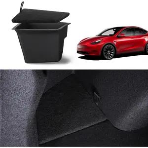 2023 2022 2021 Tesla Model 3 Trunk Storage Bin, Trunk Organizer with Carpeted Lid, Waterproof Rear Trunk Side Storage Box for Model 3 Interior Accessories