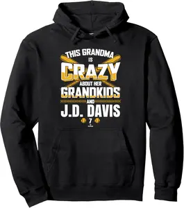 Grandma Crazy for J.D. Davis Oakland Baseball MLBPA Pullover Hoodie