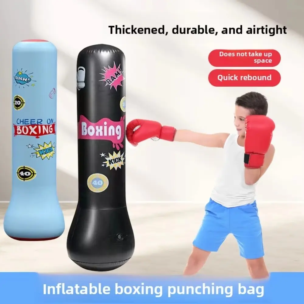 Kids Inflatable Training Sandbag for Standing Boxing Durable Heavy Duty Punching Bag Home Gym Workout Equipment with Rollout Design for Yoga Mat