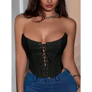 Sexy women’s front-tie corset top with a super-tight bust—GARMENTARY