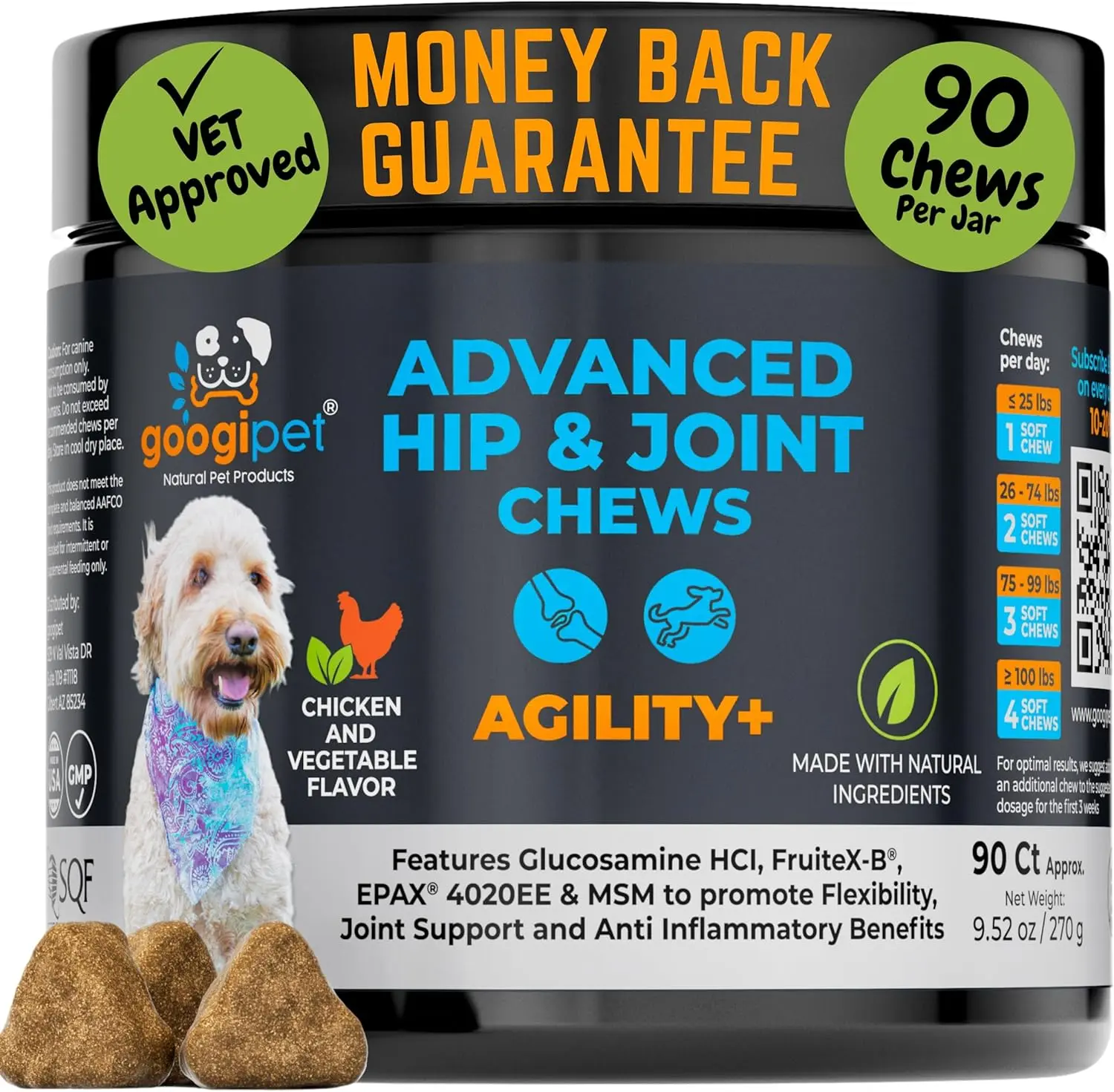 Googipet Agility+ Advanced Hip and Joint Chews for Dogs