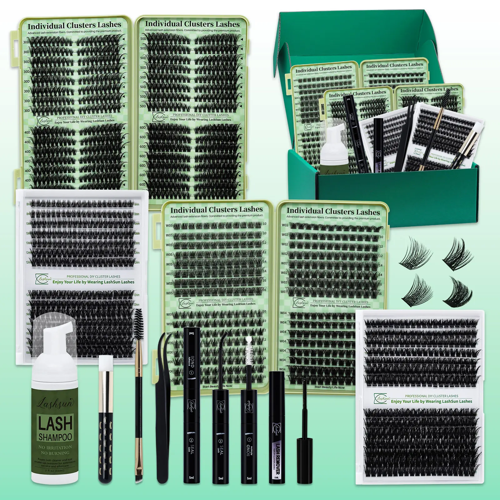 1584pcs D Curl 10 Styles False Individual Eyelashes Kit, Voluminous False Eyelashes, Lashes Set, DIY Eyelash Extensions, Mixed 8-16mm Mega Volume, Soft and Comfortable, Includes Bond&seal, Lash Remover, Brush