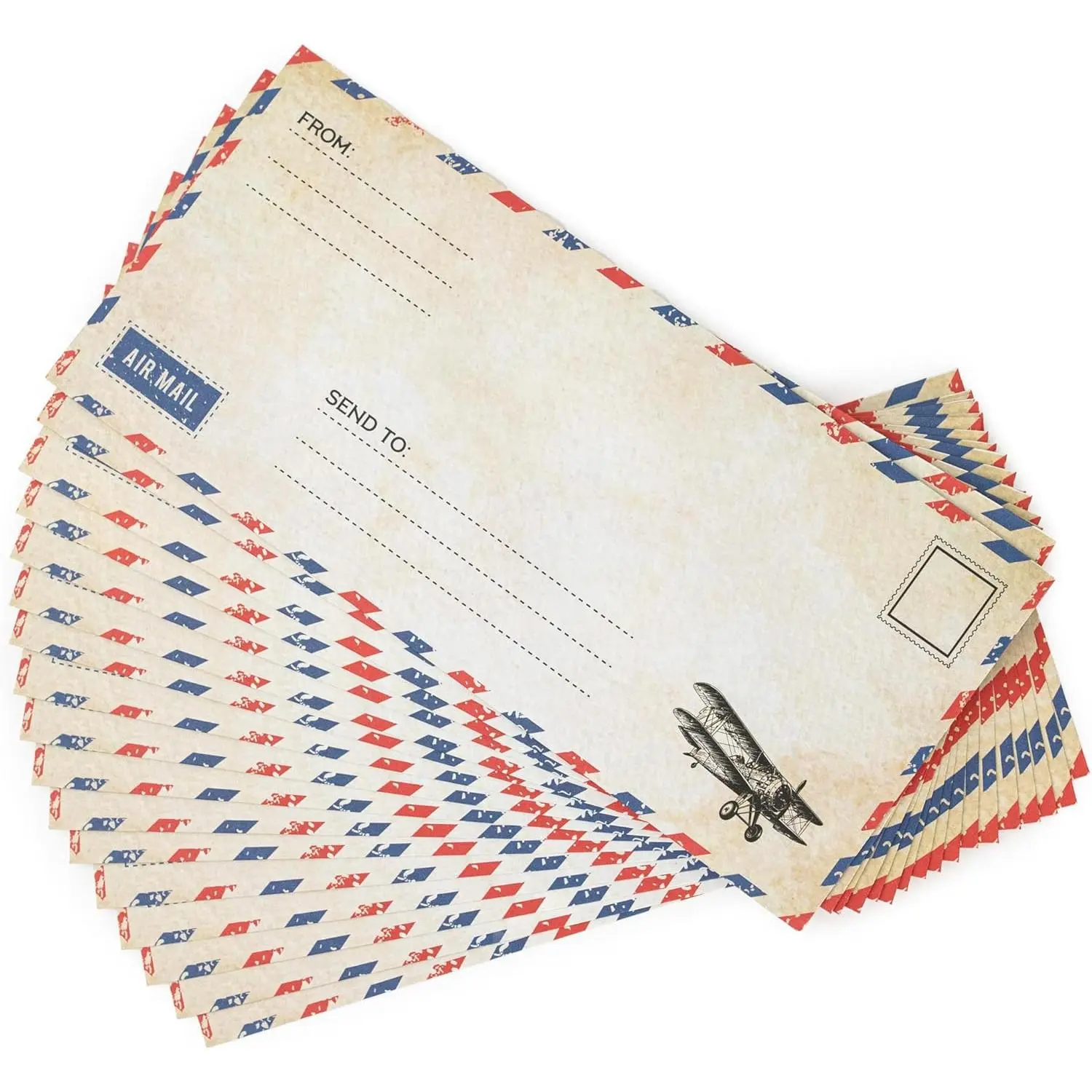50 Pack Blue Airmail Envelopes Size 4 x 8.7 Inches for Party Invitation, Love Letters, Military Correspondence, Christmas and Letters to Troops