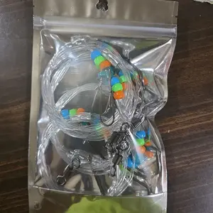 Saltwater Fishing Leaders with Colorful Beads for Enhanced Visibility and Durability 4ft long 250lb leader line 200lb swivel comes 4 in a pack