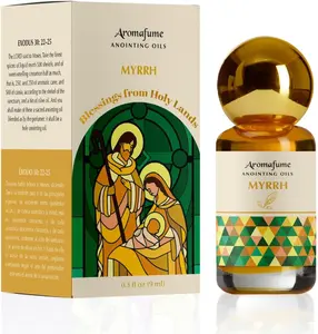 Myrrh Anointing Oil 9ml (0.3 fl oz.)| Blessings from The Holy Lands | Blessed Olive Oil from Jerusalem | Biblical Spices | Natural Ingredients | Holy Oil for Prayer and Protection
