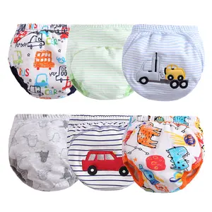 6-Pack Cotton Training Pants for Baby Boys Breathable Cartoon Toddler Boys Potty Training Underwear Cute Soft Kids Potty Underpants Reusable Waterproof Panties