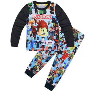 Roblox Kids Pajamas Set – Long Sleeve Cartoon Sleepwear Outfit with Colorful 3D Gaming Print – Boys Girls Nightwear Top and Pants – Soft Breathable Fabric Cozy PJs for Children