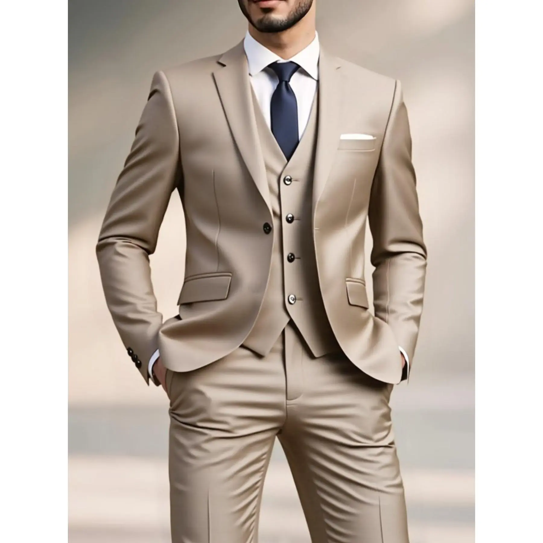Men'S 3pcs Suit Set, Suit Pants, Wedding Dress, Vest, Work Uniform, Holiday Gift, Business, Halloween,  Large Suit, Formal Tie