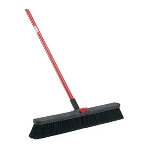 212 MAIN Soft Bristle Nylon Push Broom (Model 801) - 24 in. Long Handle Push Broom with Split Tips, for Smooth Surfaces, Soft Bristle Broom