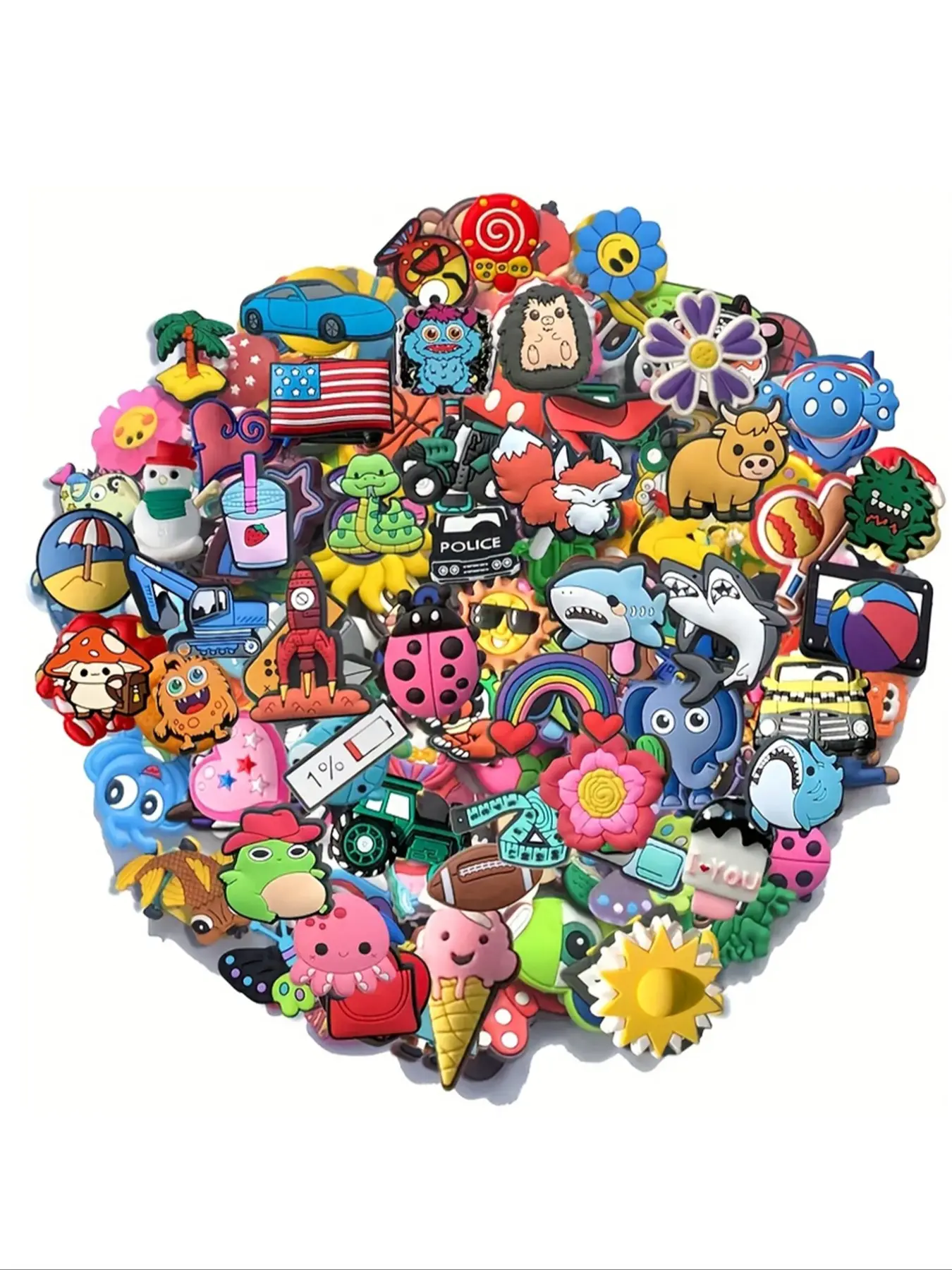 Random Shoe Charms Decor Set in 30/50/100 Pieces, Versatile for Sneakers and Bracelets, Fit Most Sneakers, Ideal Party Favor Gifts for All Ages, Shoe Decoration