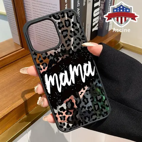 Leopard Mama Pattern Magnetic Cellphone Case for iPhone 11-16 Series (Pro Max, Plus, XR, XS) - Durable Soft Silicone Transparent Acrylic Casing, Wireless Charging Support, Shockproof, Non-Slip Comfy Grip, Raised Lips Protector for Smartphones & Devices