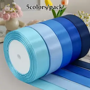 Textile Ribbon Set for Crafts and Decorations, 5 Pieces Various Colors, 866.14 Inches Long, Wedding Party Ribbons, DIY Flower Arrangement, Crafting, Gift Wrapping Supplies, Gift Decoration