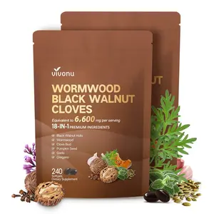 VivoNu Wormwood Black Walnut Cloves Capsules - 240 Capsules for 80-Day Supply, Boosts Metabolism & Enhances Energy, Contains Black Walnut, Garlic, Wormwood & More
