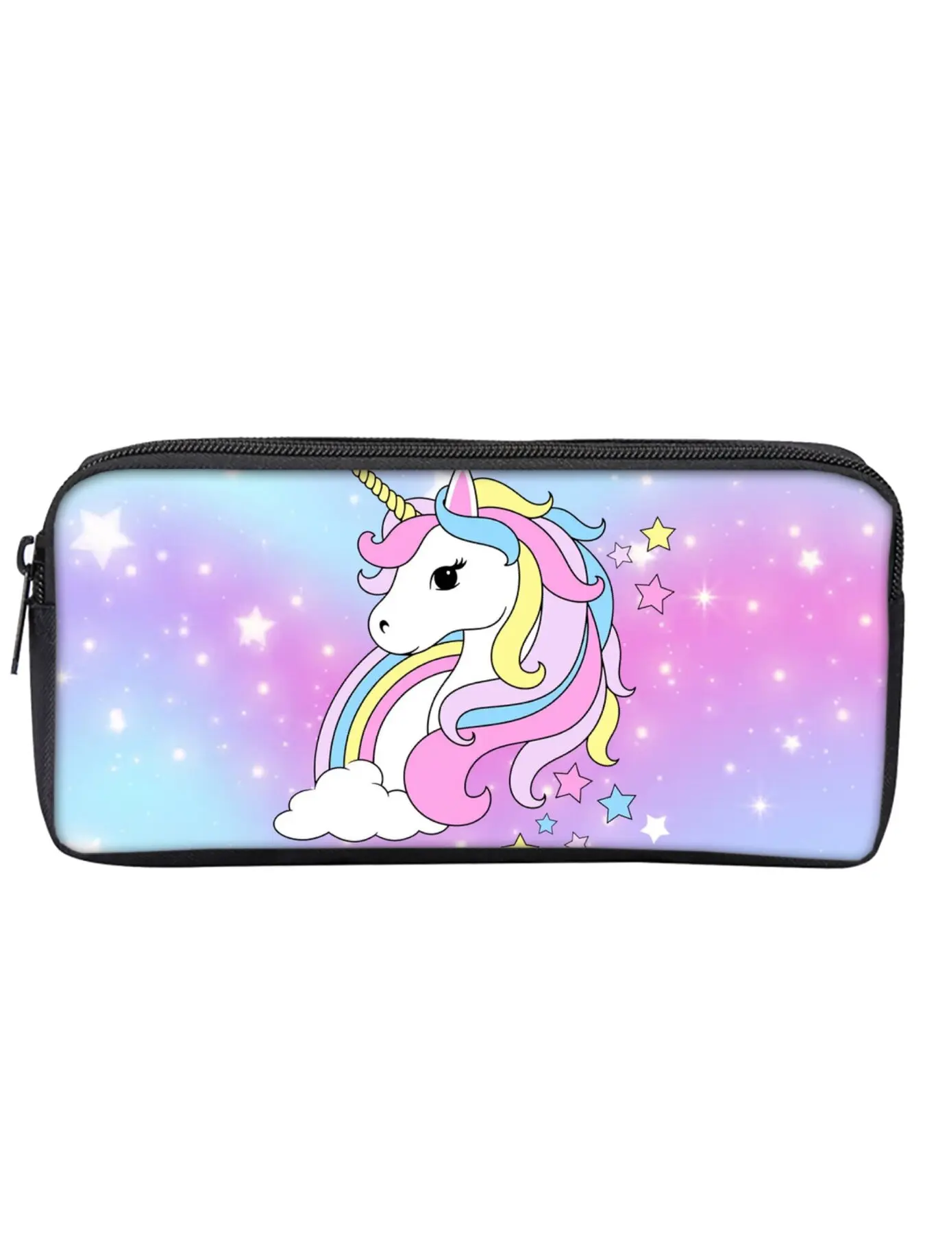 Single-layer pencil case with unicorn and pony print