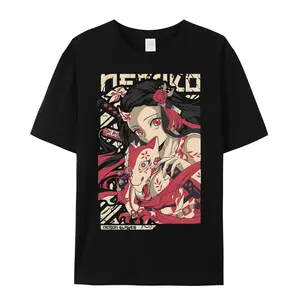 Nezuko Kamado Demon Slayer Washed Fabric Anime Unisex Black T-shirt 25723