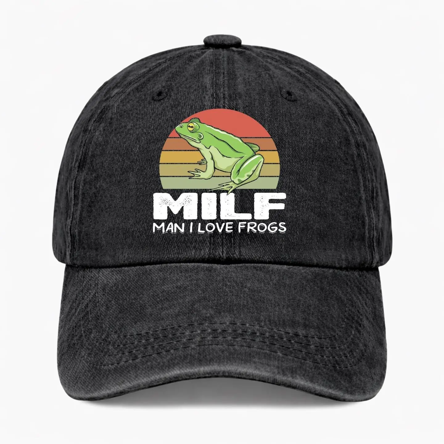 MILF Man I Love Frogs Hat, Funny Frog Cap, Retro Frog Lover Hat, Vintage Frog Gift, Funny Animal Cap
