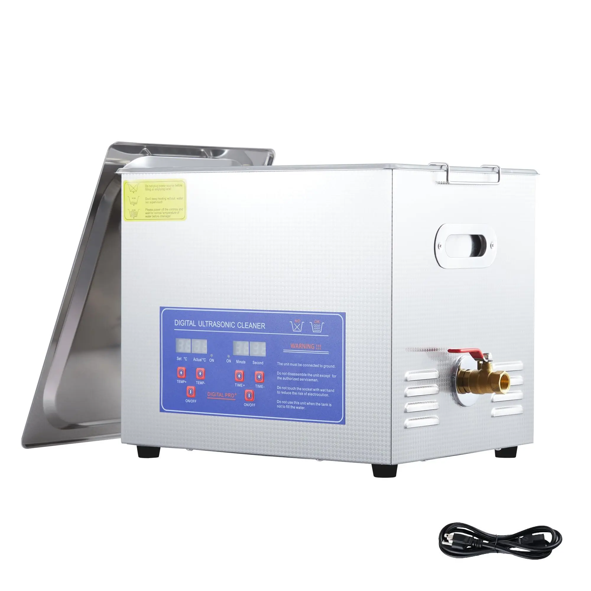 GARVEE 10 L Commercial Ultrasonic Cleaner with Heater & Digital Timer - 40kHz Professional Cleaning Machine for Jewelry, Glasses, Dentures, Tools,240 W