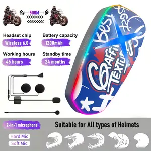 Wireless motorcycle helmet headphones, rechargeable hands-free Bluetooth earphones, with excellent sound quality for both music and calls, perfect for riders.