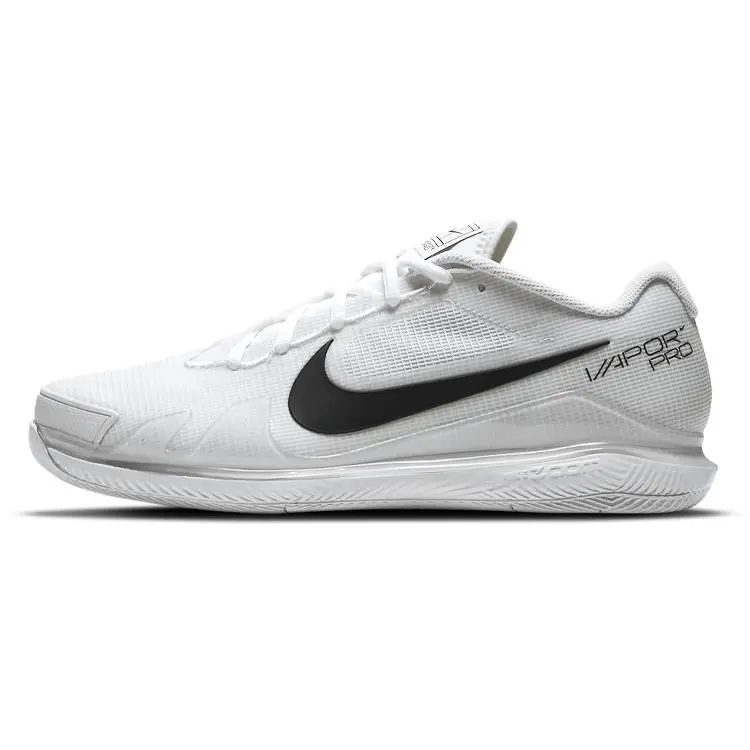 NIKE Men's Air Zoom Vapor Pro Lace-Up Close Tennis Shoes - Lightweight Cushioned Athletic Court Footwear, White/Black (Runs Small), US M 10