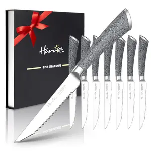 Steak Knives Set of 8, 4.5" Steak Knives, Full Tang Premium Stainless Steel Serrated Steak Knives Set with Gift Box, Dinner Knives, Marble Pattern Handle