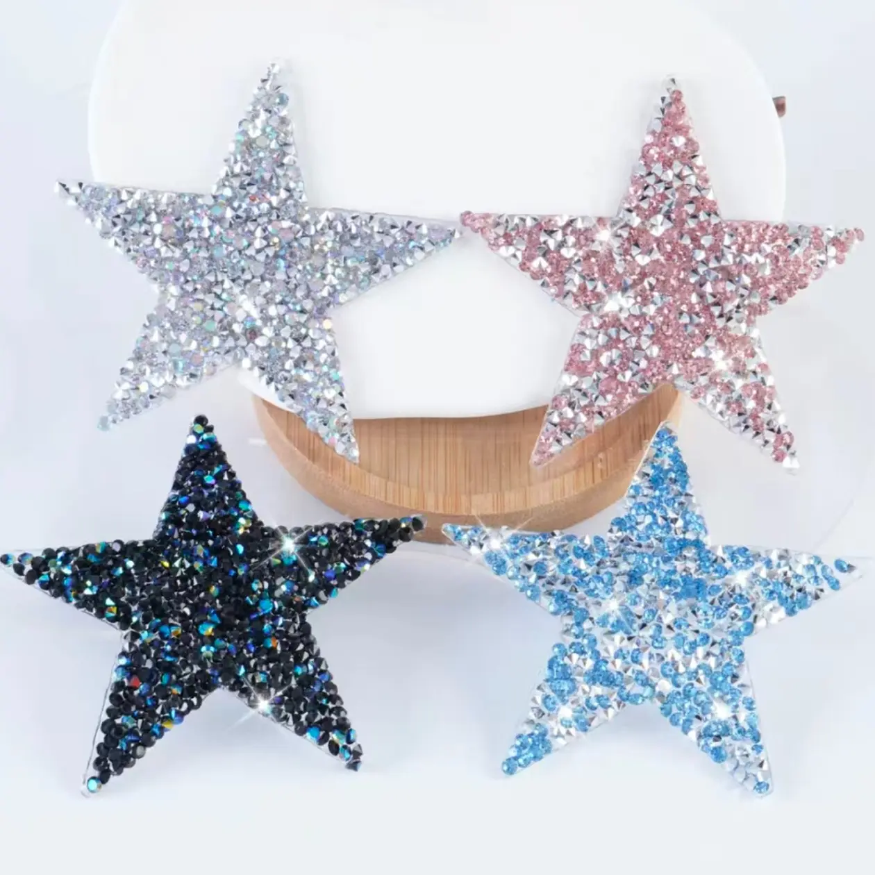 Resin Rhinestone Star Iron-On Patches, 10 Pieces (four Sizes), Glitter Star Appliques, Sparkly Rhinestones for Clothing Jeans Shoes Bags Hats Decoration
