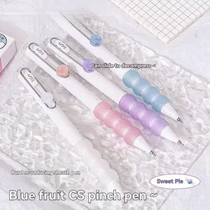 1PC Cute Press-Pull Pen for Students, College Student Pen, Stress Relief Ballpoint Pen, Quick-Dry Tip, Round Pearl Ink, Perfect for Studying and Relieving Pressure