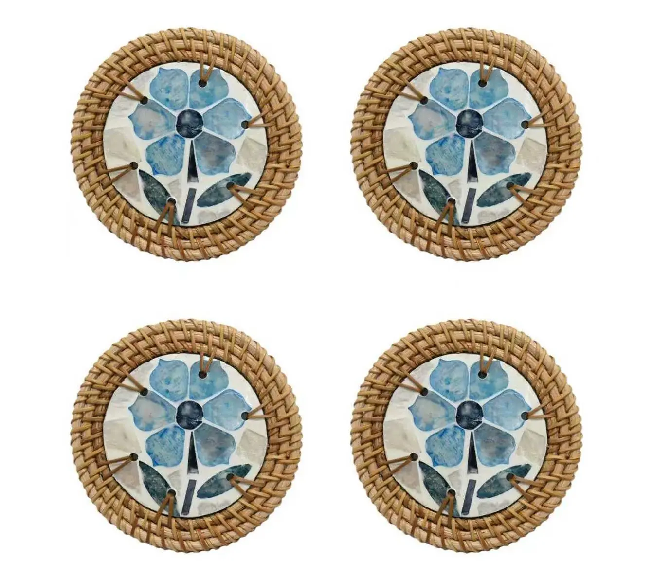 Temp-tations Set of 4 Capiz Rattan Coasters Temp-tations Set of 4 Capiz Rattan Coasters