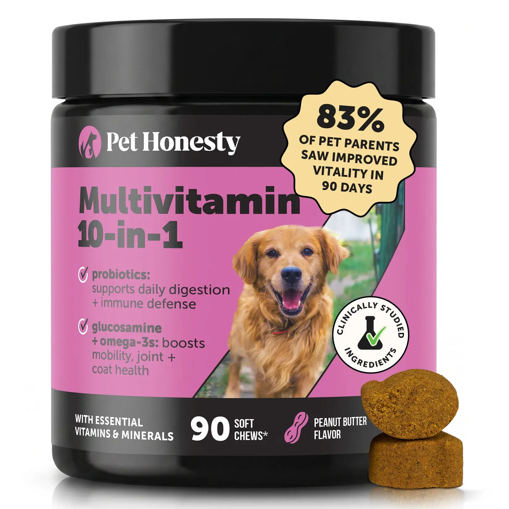 Pet Honesty 10-1 Daily Multivitamins for Dogs, Peanut Butter Flavor Pet Honesty 10-1 Daily Multivitamins for Dogs, Peanut Butter Flavor