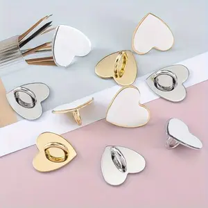10pcs Heart-Shaped Metal Charm Clasps with Adhesive - DIY Craft Accessories for Phone Cases, Lanyards, Shoes, Boots & Watches Heart Design Charm