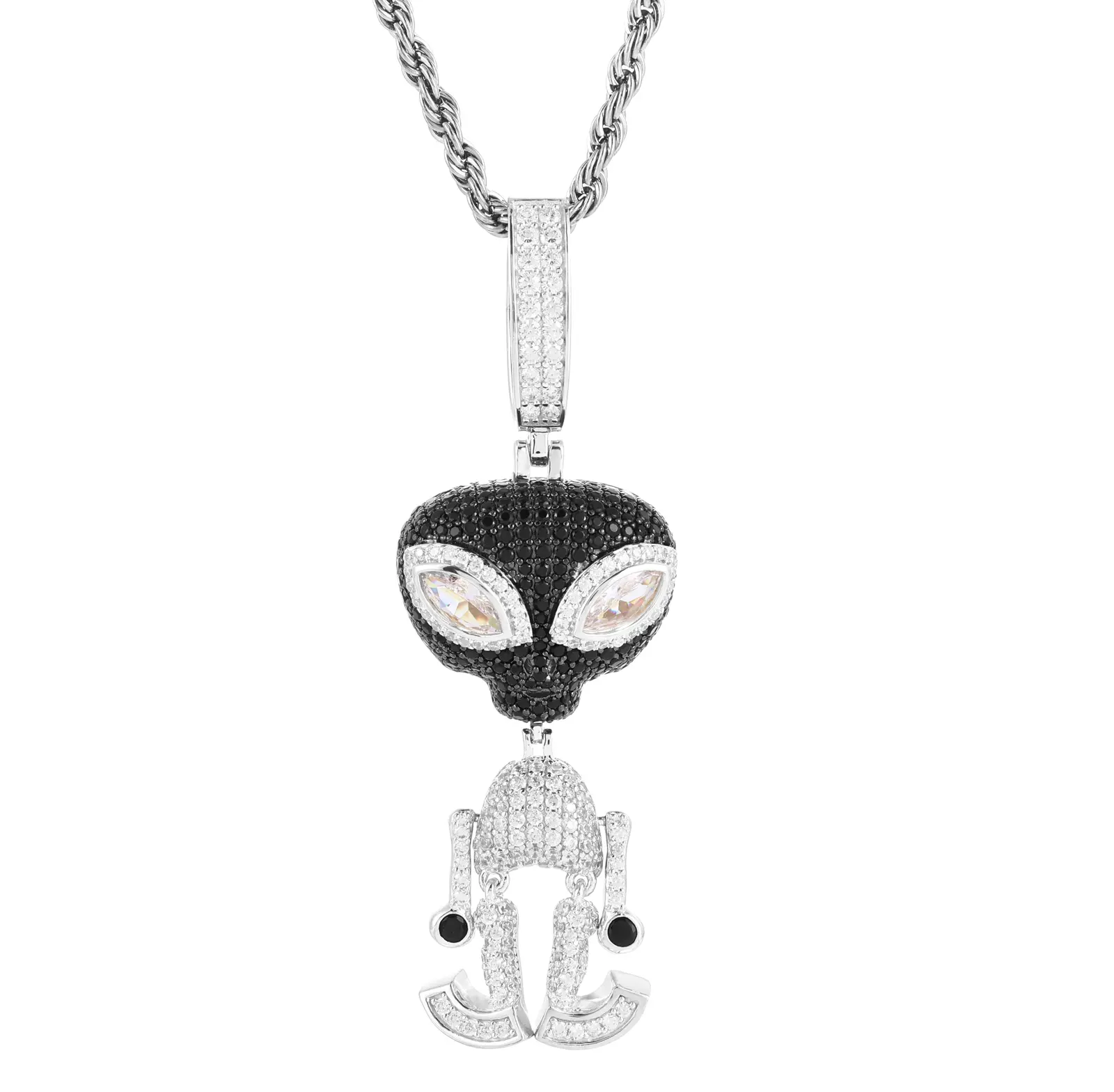 UCCIYO Alien Pendant P759 UCCIYO Lab-Created Moissanite S925 Sterling Silver Moissanite Pendant Necklace for Women Men Hip Hop Jewelry Gift【#P759】