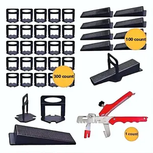 Plastic Tile Leveling System Set, 300 Bases + 100 Inserts + 1 Clamp, Professional Spacing & Alignment Tools for Ceramic Flooring/walls