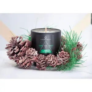 Yule Ritual Soy Candle with Cedar Tips and Fluorite