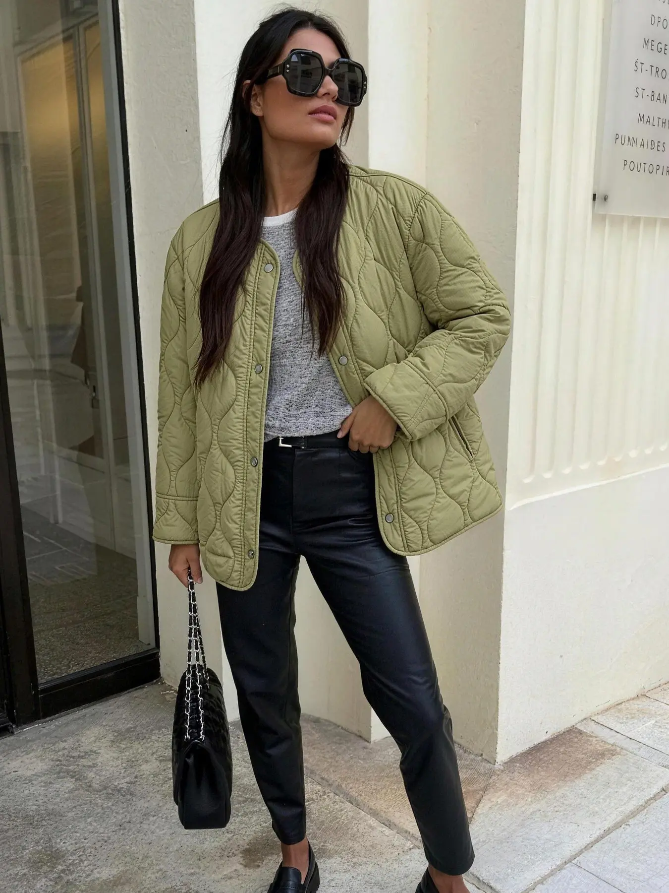 Women's Quilted Jacket Parkas Winter Lightweight Long Padding Woman Outerwears Button Warm Women Padded Jacket Oversize Green Black Jacket Womens Coats
