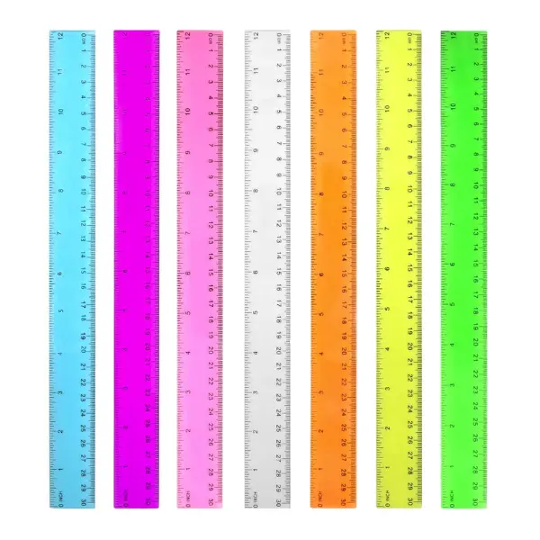 Color Transparent Ruler Plastic Rulers - Ruler 12 inch, Kids Ruler for School, Ruler with Centimeters, Millimeter and Inches, Assorted Colors, Clear Rulers, 7 Pack School Rulers