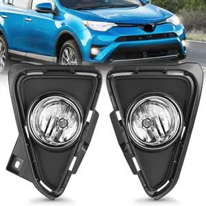 Nilight Fog Lights Assembly Compatible with 2016 2017 2018 Toyota RAV4 Bumper Light Replacement Clean Lens Passenger and Driver Side w/12V H11 552 Halogen Bulbs
