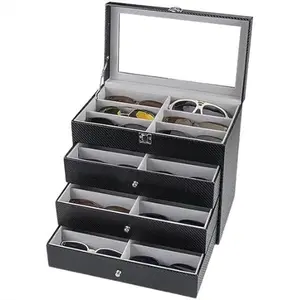 24-Slots Multiple Glasses Organizer Eyeglass Sunglass Storage Box Display Holder