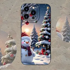 Cartoon snowman pattern phone case, shockproof protective case, full-cover anti-drop phone cover, suitable for iPhone 17 16 15 14 13 12 11 Pro Max/X/XS/XSMAX/16E/12.13 MINI, a Christmas gift for friends, family, and yourself., Accessories, Tpu, Anti-Drop,