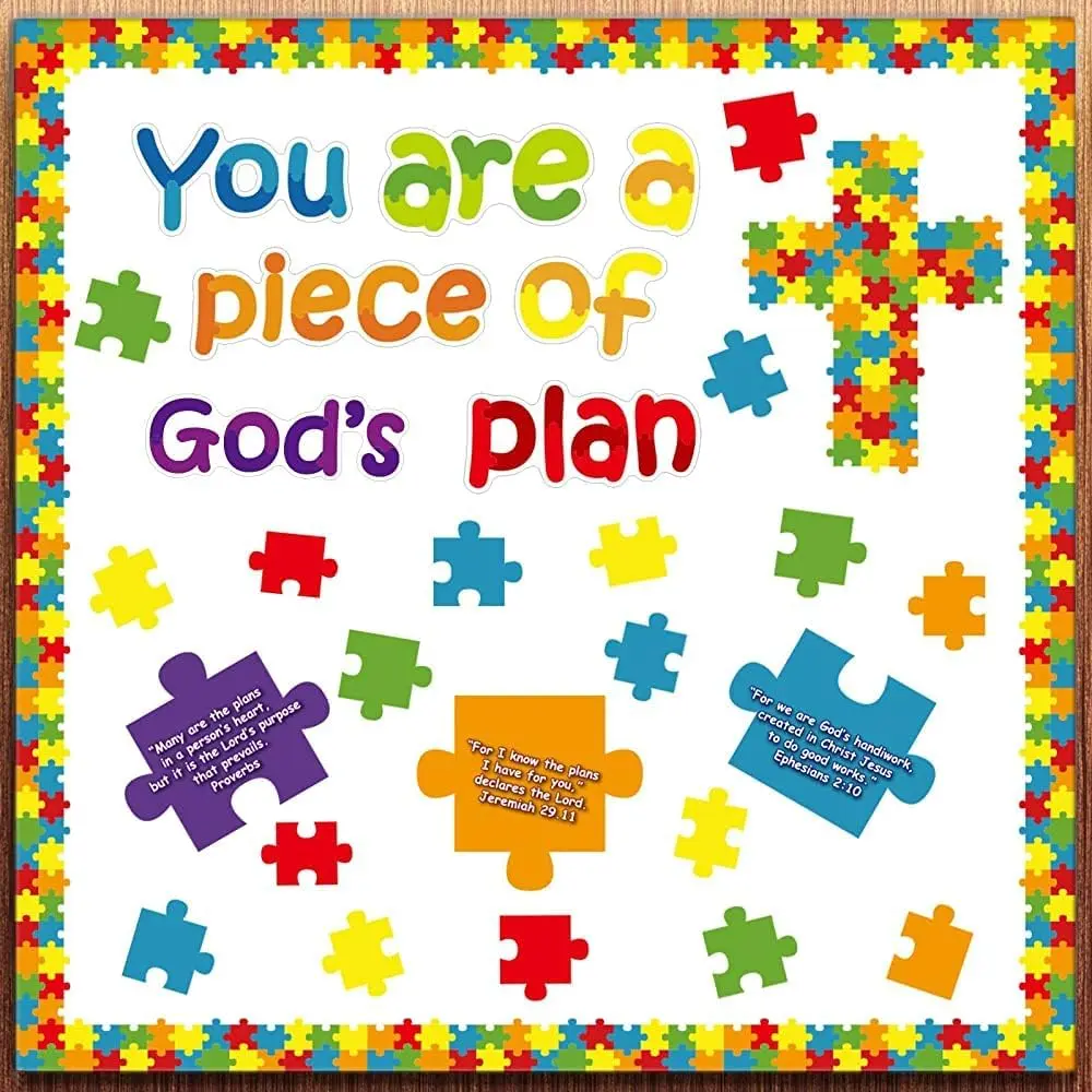 Christian Laminated Religious Cutouts Set - 10 Verses, 14 Borders, 21cm Multi-Size, Bright Colors, Patterning Activities, VBS 2025 Sunday School Classroom Wall Holiday Decor for God's Plan Themed Displays