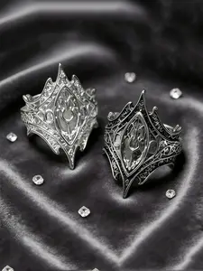 Elegant Adjustable Ring for Couples, Gothic Style Engraved Design, High-End Aesthetic Appeal, Perfect Gift for Him & Her
