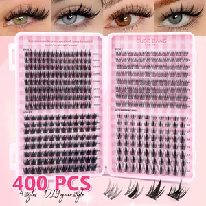 400pcs Fluffy Lightweight False Eyelashes Set, D Curl Mixed Length, Non-Toxic, Affordable Beauty Makeup Accessory, Perfect for Daily Use