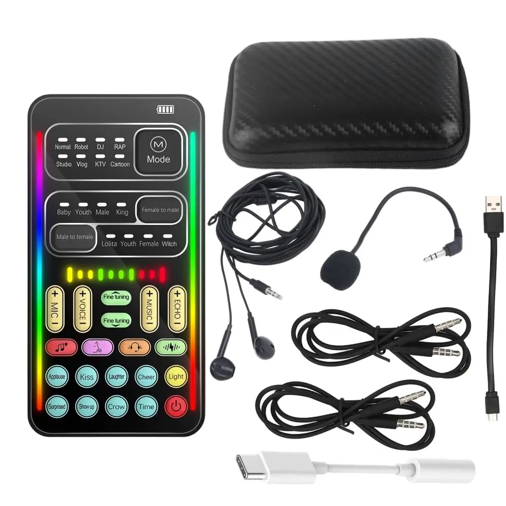 i9 sound converter 16 kinds of voice changes, 8 fixed sound effects, 10 electronic music modes, compatible with Apple, Android, PS4/PS5/Xbox/PC/laptop