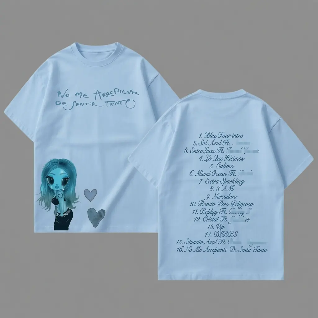 New Album No Me Arrepiento De Sentir Tanto Premium Cotton T-Shirt - La Bichota Latin Queen Graphic Tee, Latin Pop Concert Tour Merch, Cute Festival Summer Shirt, Unisex Gift for Latin Fans