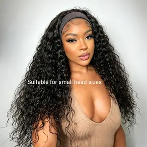 【All-Day Security】Water Wave Breathable Headband Wig With Drawstring Hook Fit Glueless Wear-And-Go Wig Natural Black Human Hair Lace Frontal Summervibes TikTokShopStockUp