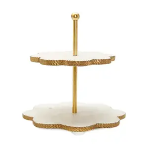 2-Tier Flower Shaped Marble Stand