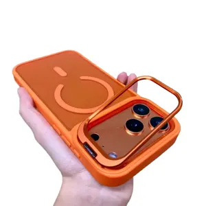 New Matte Translucent Magnetic Case For 17 16 15 14 13 12 Pro Max  Metal Bracket For Magsafe Wireless Charge Cover