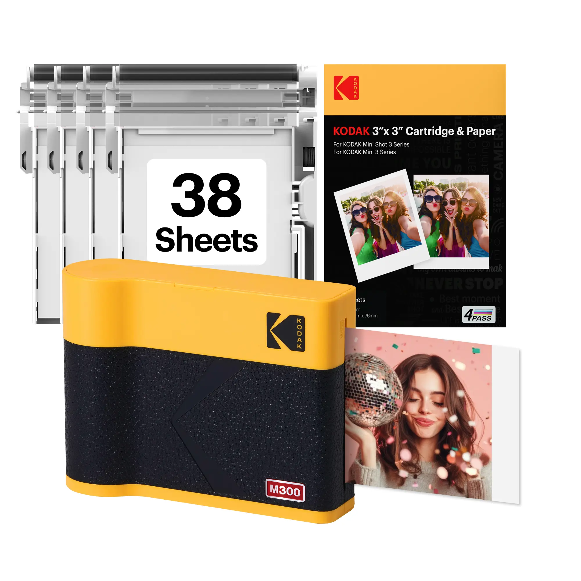 KODAK Mini 3 ERA 4PASS Portable Photo Printer (Printer + Initial 8 Sheets + 38 Sheets)