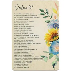 Rustic Metal Sign Psalm 91 Wall Art Spanish Bible Verses Wall Decor Motivational Quotes Pictures Christian Wall Art Prints 8x12 Inch